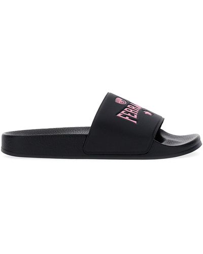 Chiara Ferragni Logo Slides Sandals Black