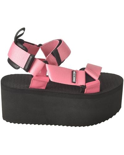 Moschino Strappy Wedge Sandals - Pink