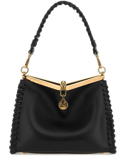 Etro Leather Vela Handbag - Black