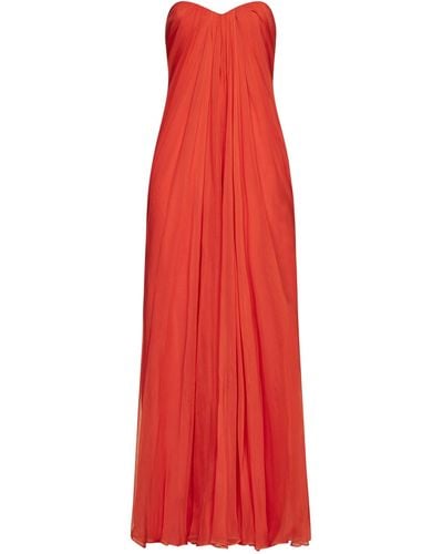 Alexander McQueen Silk Long Dress - Red