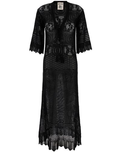 Semicouture Long Dress With Lace-Up Closure - Black