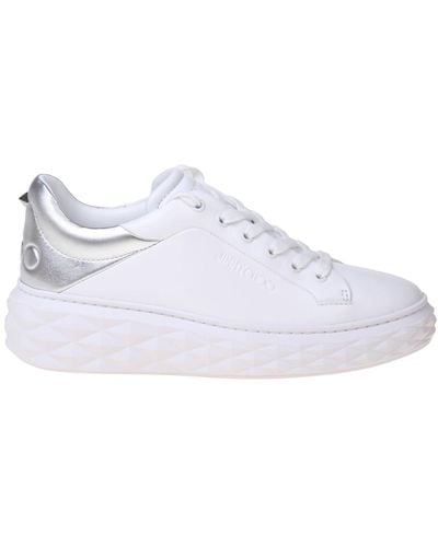Jimmy Choo Diamond Maxi Brand-embossed Leather Low-top Trainers - White