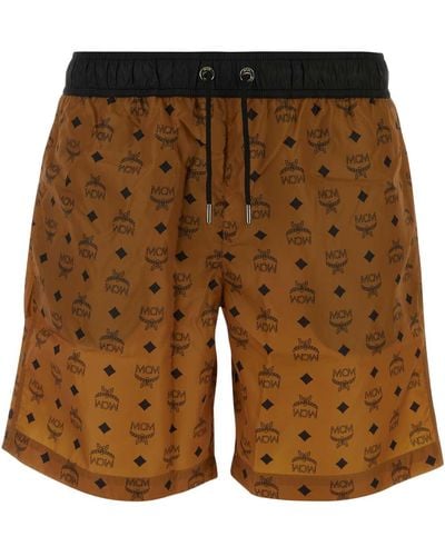 MCM Printed Polyester Swimming Shorts - Brown