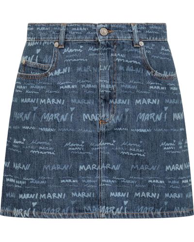 Marni Monogram Mini Skirt - Blue