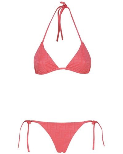 Fendi Triangle Bikini With Ff Motif - Red