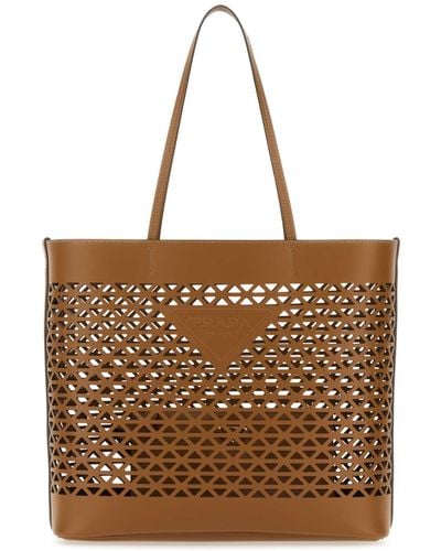 Prada Caramel Leather Shopping Bag - Brown