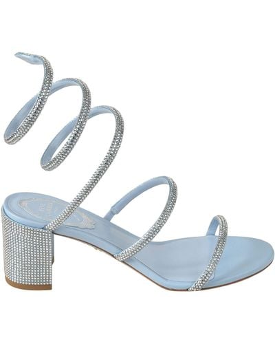 Rene Caovilla Block-Heel Twister Strap Embellished Sandals - Blue