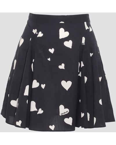 Marni White And Black Cotton Heart Skirt - Blue