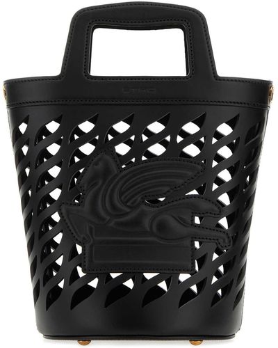 Etro Leather Coffa Bucket Bag - Black