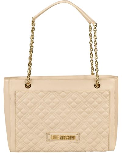 Love Moschino Logo Quilted Tote - Natural