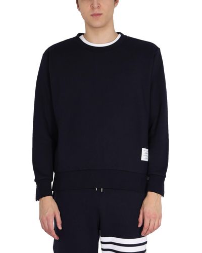Thom Browne Sweatshirt With Tricolor Inlay - Blue