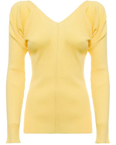 Low Classic Womans Long Sleeve Yellow Ribbed Linen Shirt