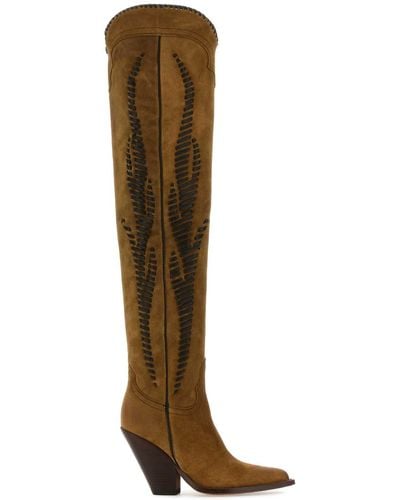 Sonora Boots Suede Hermosa Twist Over-The-Knee Boots - Brown