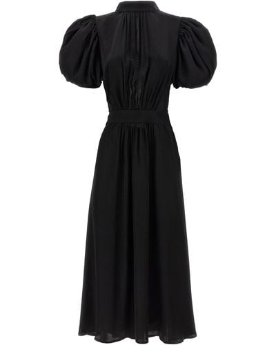 ROTATE BIRGER CHRISTENSEN Puff Sleeve Midi Dress - Black