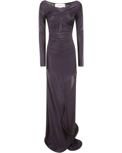 Victoria Beckham Ruffle Detail Gown - Purple