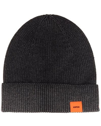 Aspesi Beanie Hat With Logo - Black