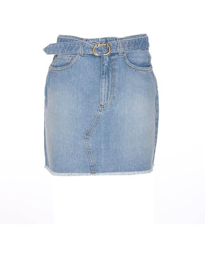 Twin Set Denim Mini Skirt With Oval T Belt - Blue