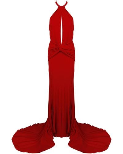 Blumarine Halter-neck Cut-out Gown - Red
