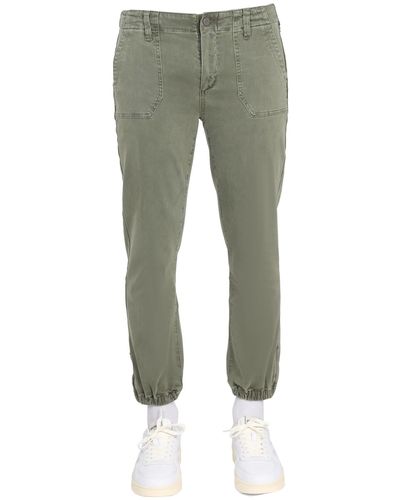 PAIGE Trousers With Logo Patch - Green