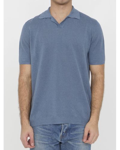 Roberto Collina Linen Polo Shirt - Blue