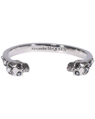 Alexander McQueen Twin Skull Thin Bracelet - Metallic