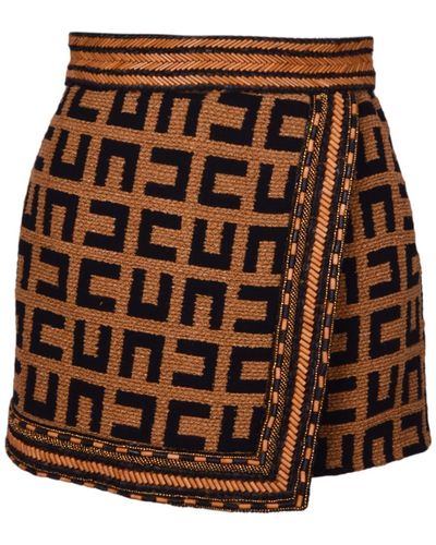 Elisabetta Franchi Skirt-shorts In Tweed Jacquard - Brown