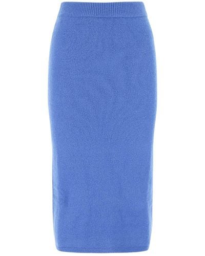 Nanushka Cerulean Stretch Wool Blend Midi Skirt - Blue