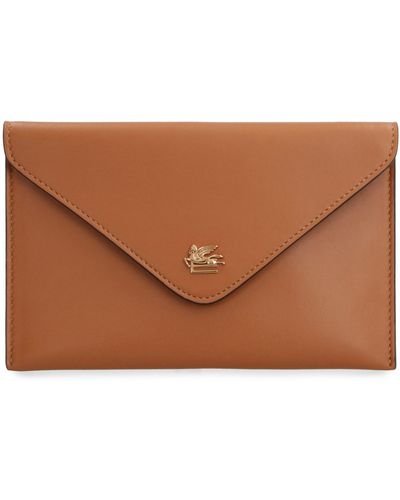 Etro Leather Flat Pouch - Brown