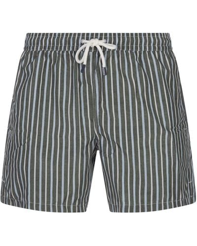 Fedeli Striped Swim Shorts - Grey