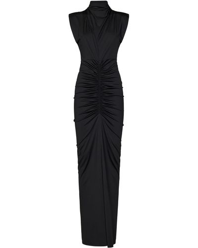 Victoria Beckham Ruched Jersey Gown Long Dress - Black
