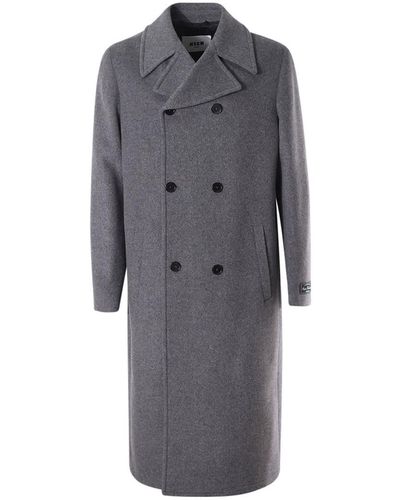 MSGM Double Breasted Coat - Grey
