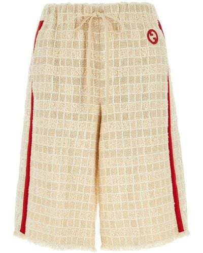 Gucci Sand Tweed Bermuda Shorts - Natural
