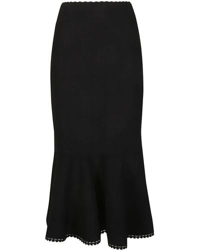 Victoria Beckham Scallop Trim Flared Skirt - Black