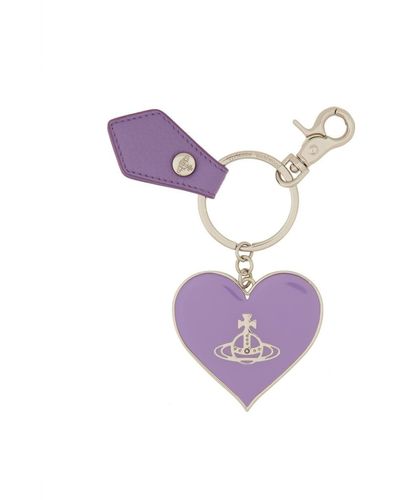 Vivienne Westwood Mirror Heart Orb Keychain - Purple