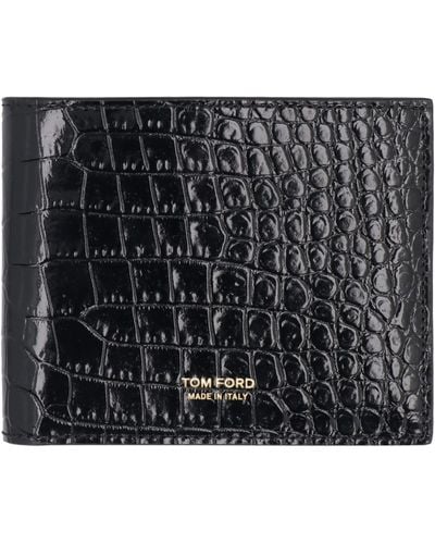 Tom Ford Croco-print Leather Wallet - Black
