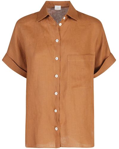 Eleventy Shirt With Half Sleeves - Brown