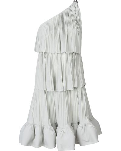 Lanvin Asymmetric Layered One-Shoulder Dress - White