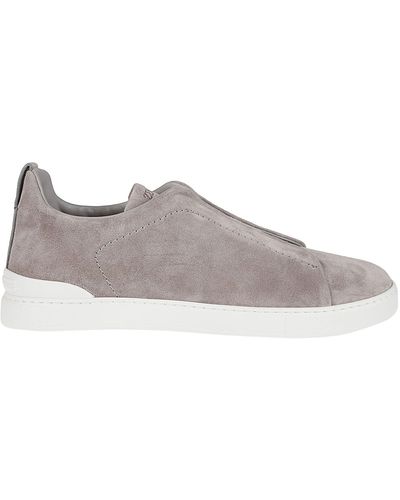 Zegna Triple Stitch Low Top Sneakers - Gray
