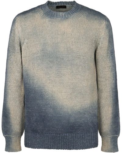 Roberto Collina Cotton Blend Crew-Neck Sweater - Gray
