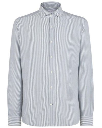 Brunello Cucinelli Striped Button-up Shirt - Gray