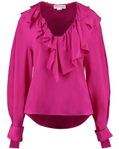 Victoria Beckham Ruffled Silk Blouse - Pink
