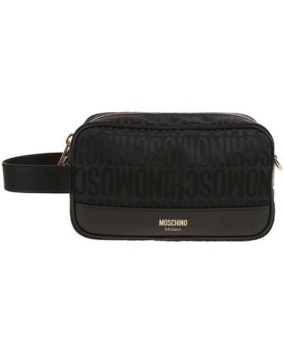 Moschino Logo-jacquard Zipped Makeup Bag - Black