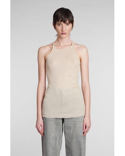 Rick Owens Racer Back Tank Topwear In Beige Cotton - Natural