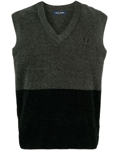 Fred Perry Logo-embroidered Two-tone Vest - Black