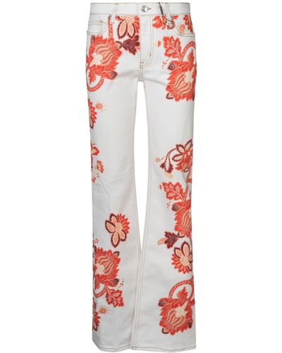 Etro Floral Print Jeans - Red