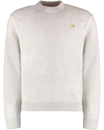 Maison Kitsuné Crew-Neck Wool Sweater - White