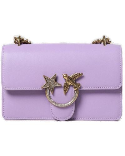 Pinko Love Bird Buckle Fold-over Top Mini Shoulder Bag - Purple