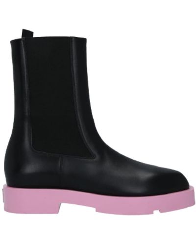 Givenchy Chelsea Leather Boots With Pink Sole - Black