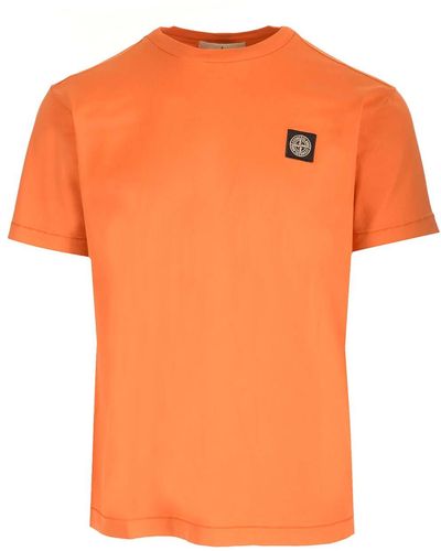 Stone Island T-shirt With Logo, - Orange