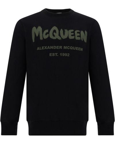 Alexander McQueen Graffiti Logo-print Cotton-jersey Sweatshirt X - Black